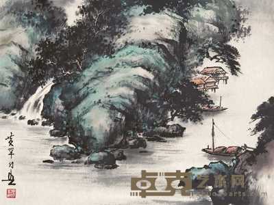 黄幻吾 西山晓泊图 立轴 33×44cm
